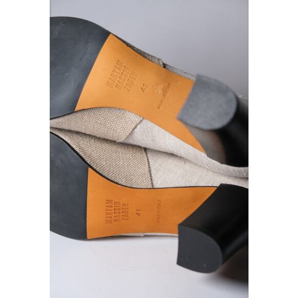 Maryam Nassir Zadeh Cream Woven Linen Norfolk Knee High Boots Womens US 41 / 10 - Picture 14 of 14